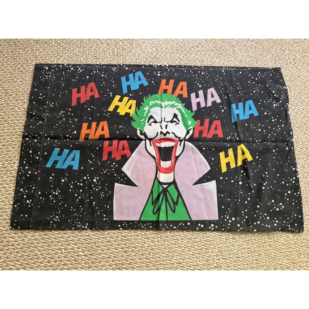 Vintage 1989 DC Comics Batman The Joker Pillowcase Reversible Black 80s Decor